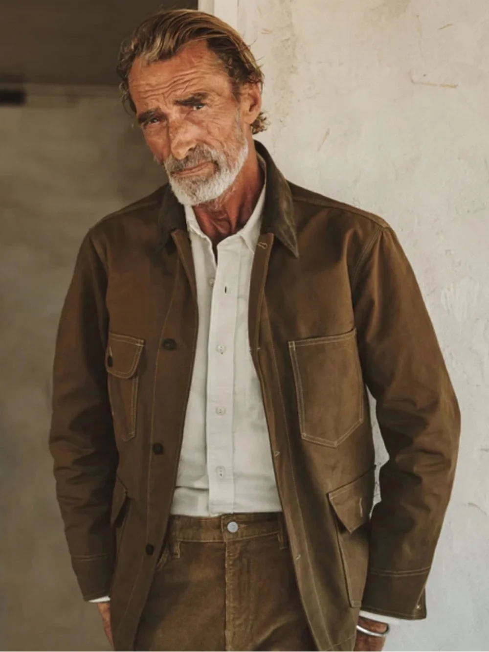 Buck Mason surplus green dry waxed canvas highland jacket size L men’s flaw